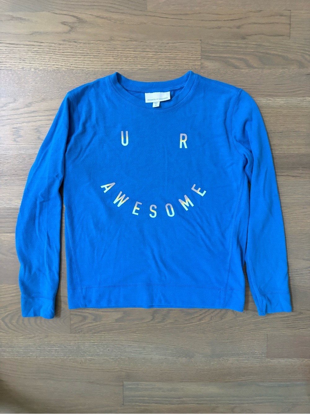 Kids Blue 'U R AWESOME' Crewneck Lightweight Sweatshirt
